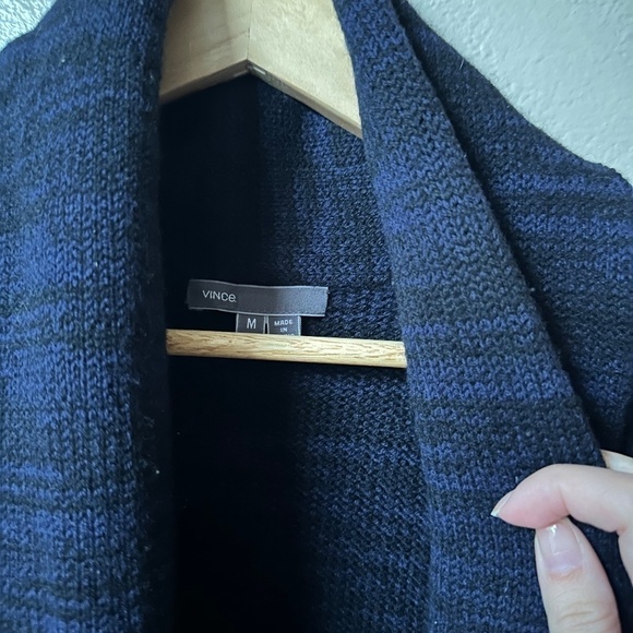 Vince Open Front Knit Wool Yak Blend Long Sleeve Navy Cardigan Sweater Size M - Picture 4 of 9